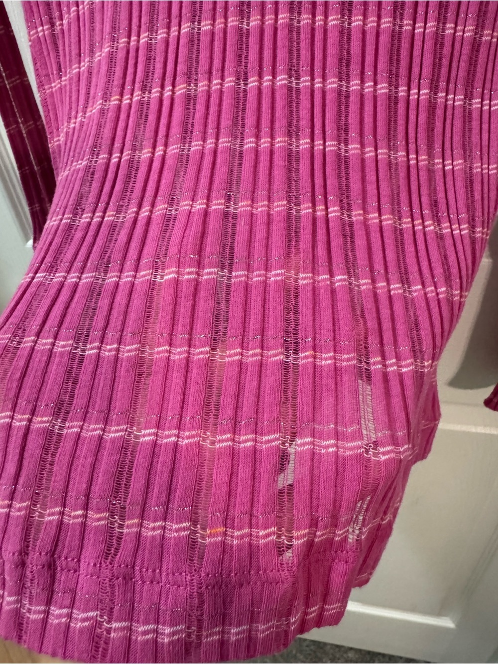 FREE PEOPLE Snowbunny Ribbed Off The Shoulder Top Pink size small - Picture 10 of 12